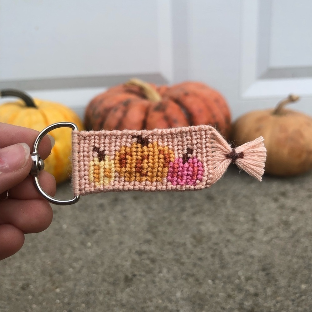 Handmade pumpkin fall inspired keychain